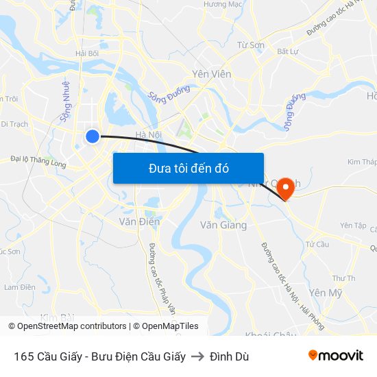 165 Cầu Giấy - Bưu Điện Cầu Giấy to Đình Dù map