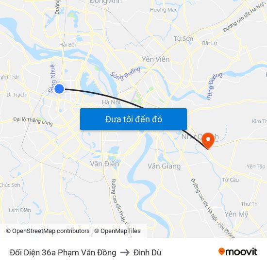 Đối Diện 36a Phạm Văn Đồng to Đình Dù map