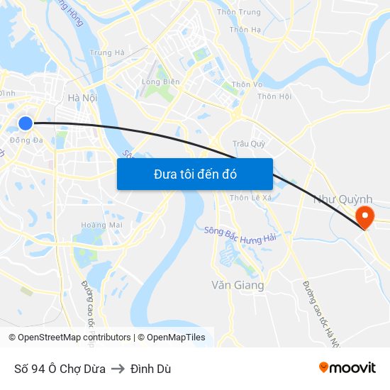 Số 94 Ô Chợ Dừa to Đình Dù map