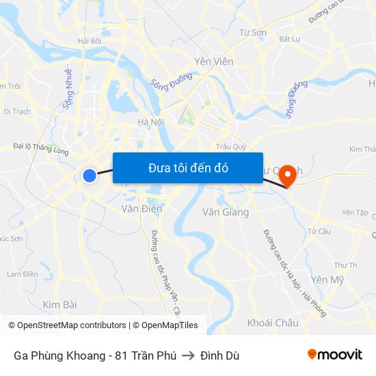 Ga Phùng Khoang - 81 Trần Phú to Đình Dù map