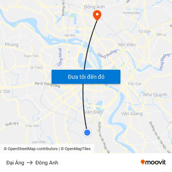 Đại Áng to Đông Anh map