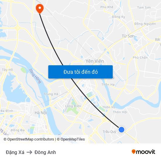 Đặng Xá to Đông Anh map