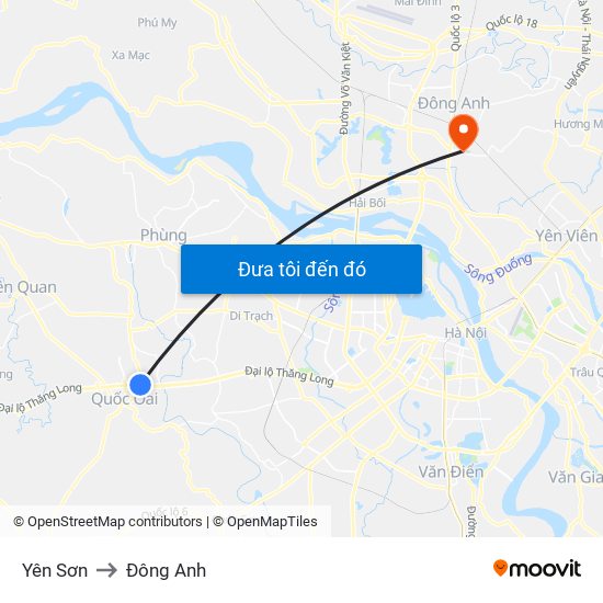 Yên Sơn to Đông Anh map