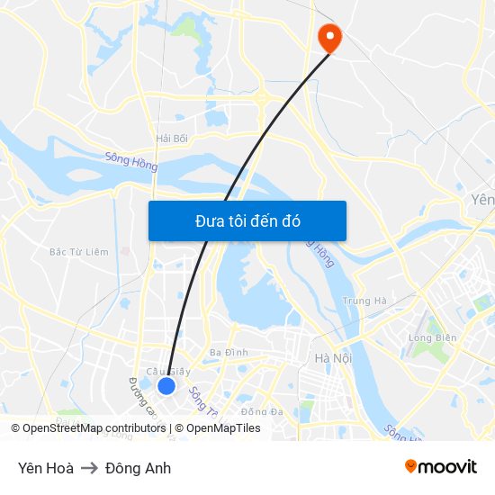 Yên Hoà to Đông Anh map