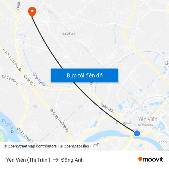 Yên Viên (Thị Trấn ) to Đông Anh map