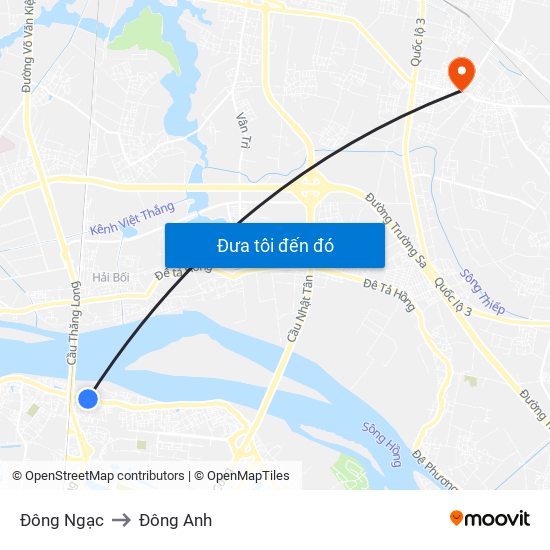 Đông Ngạc to Đông Anh map