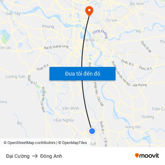 Đại Cường to Đông Anh map