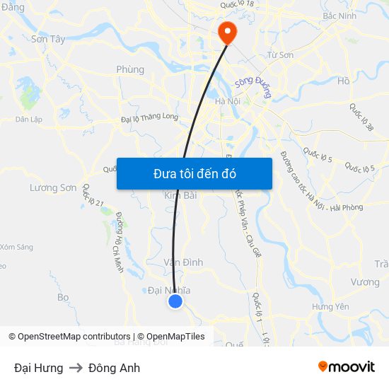 Đại Hưng to Đông Anh map