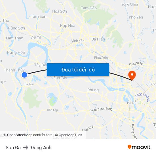 Sơn Đà to Đông Anh map