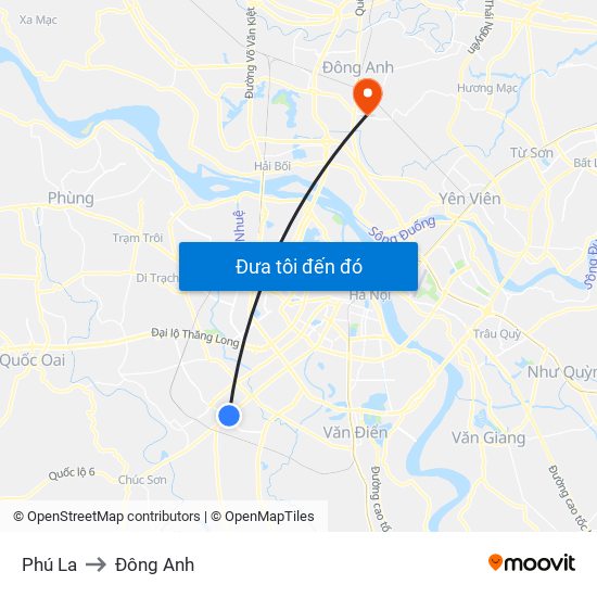 Phú La to Đông Anh map