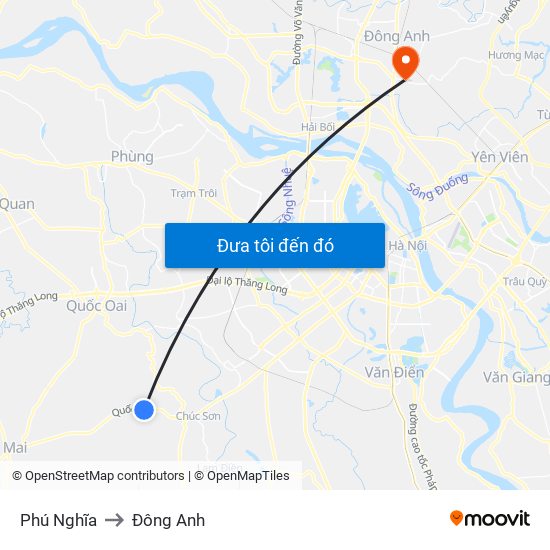 Phú Nghĩa to Đông Anh map