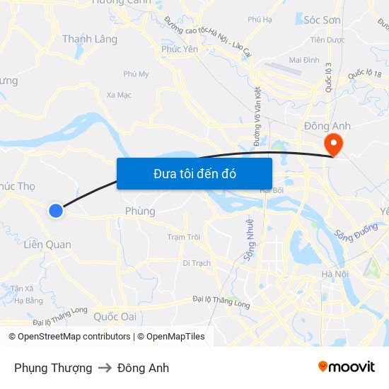 Phụng Thượng to Đông Anh map