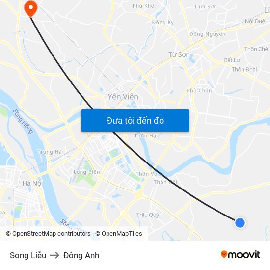 Song Liễu to Đông Anh map