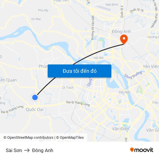 Sài Sơn to Đông Anh map