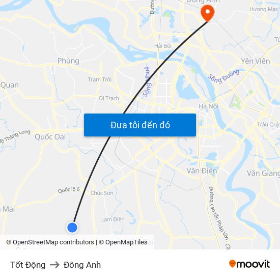 Tốt Động to Đông Anh map