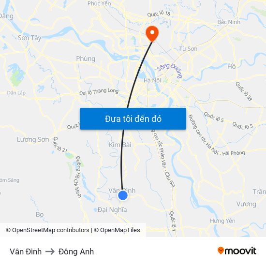 Vân Đình to Đông Anh map