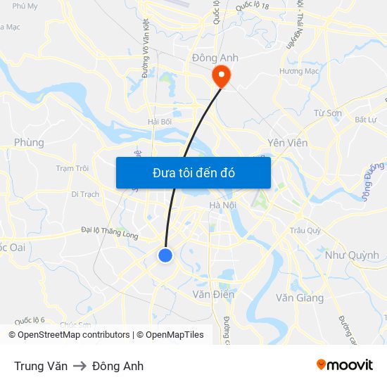 Trung Văn to Đông Anh map