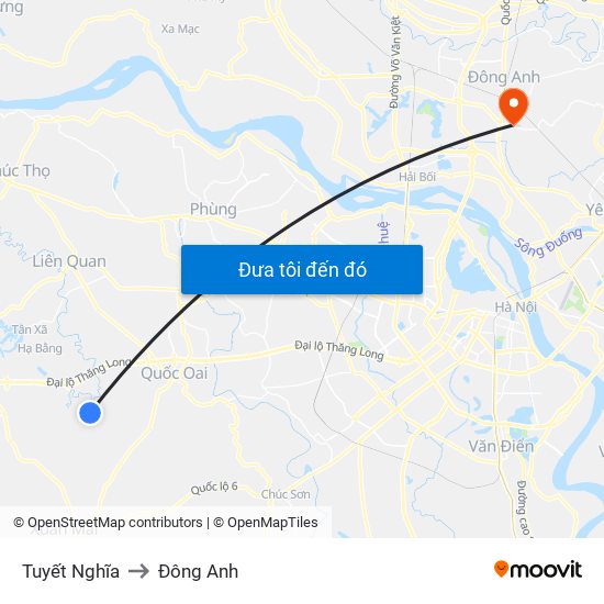 Tuyết Nghĩa to Đông Anh map