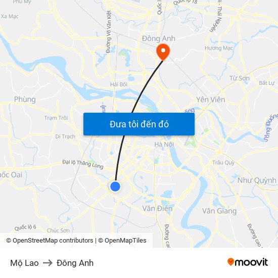 Mộ Lao to Đông Anh map