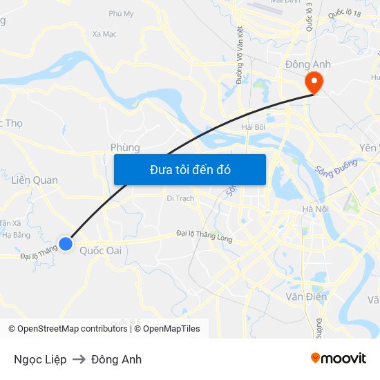 Ngọc Liệp to Đông Anh map