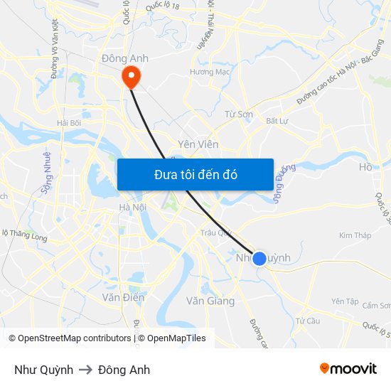 Như Quỳnh to Đông Anh map