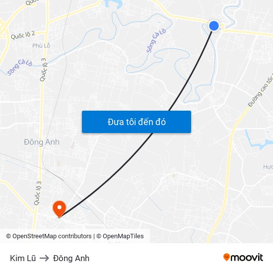 Kim Lũ to Đông Anh map