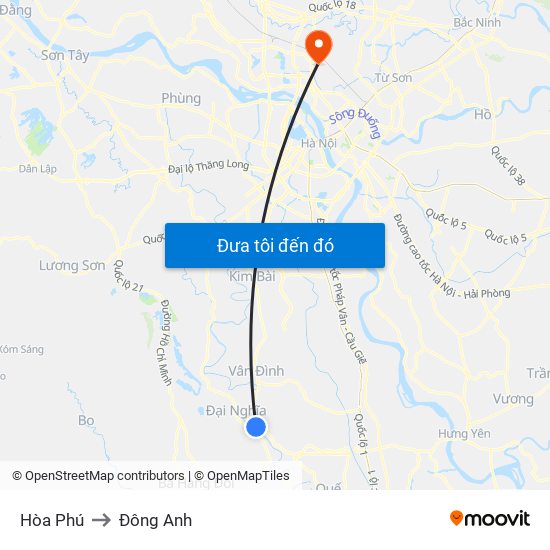 Hòa Phú to Đông Anh map