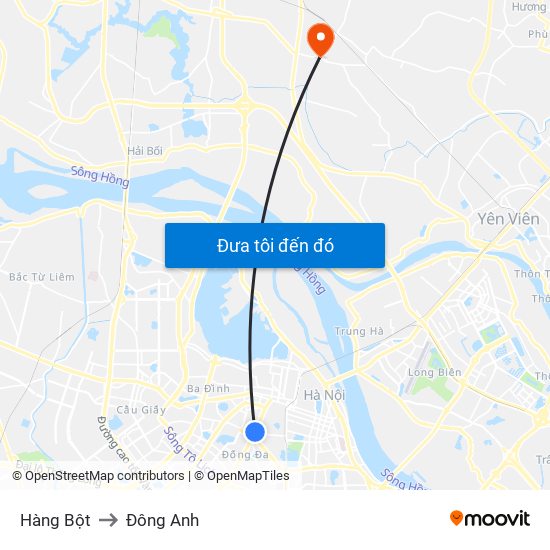 Hàng Bột to Đông Anh map