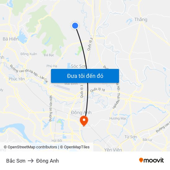 Bắc Sơn to Đông Anh map