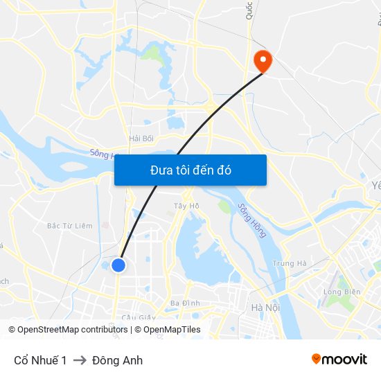 Cổ Nhuế 1 to Đông Anh map