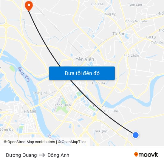 Dương Quang to Đông Anh map