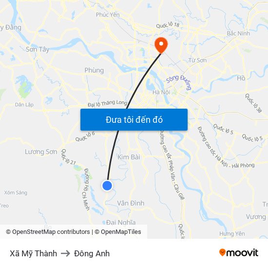 Xã Mỹ Thành to Đông Anh map