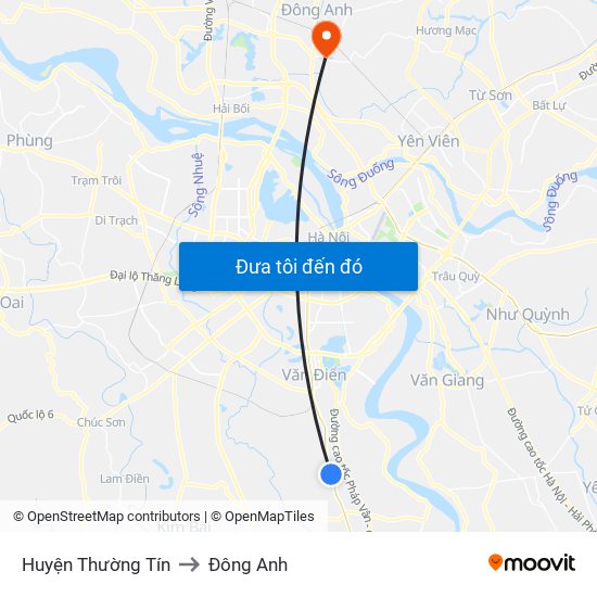 Huyện Thường Tín to Đông Anh map