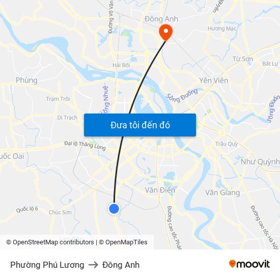 Phường Phú Lương to Đông Anh map