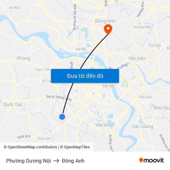 Phường Dương Nội to Đông Anh map