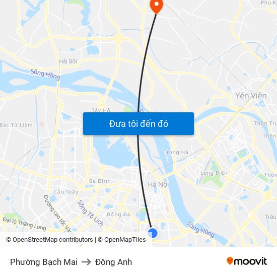 Phường Bạch Mai to Đông Anh map