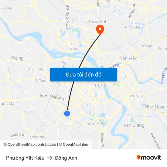 Phường Yết Kiêu to Đông Anh map