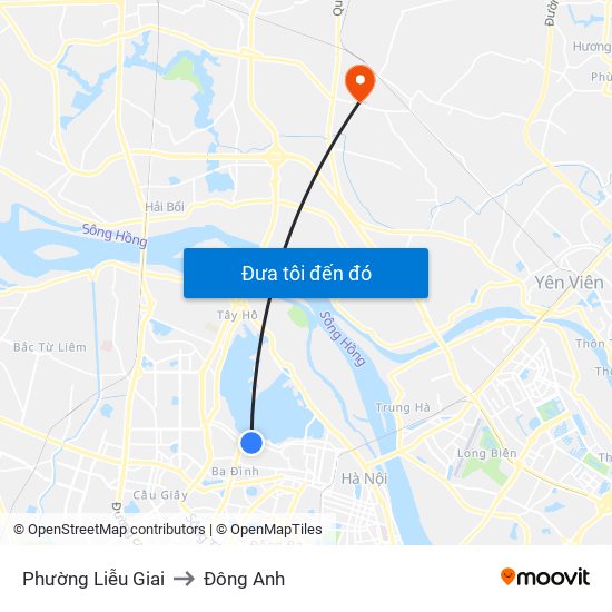 Phường Liễu Giai to Đông Anh map