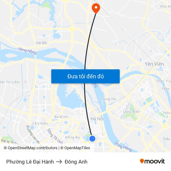 Phường Lê Đại Hành to Đông Anh map