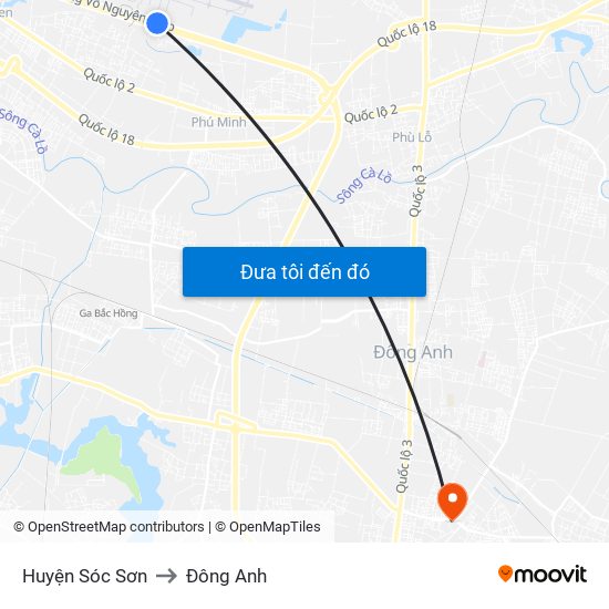 Huyện Sóc Sơn to Đông Anh map