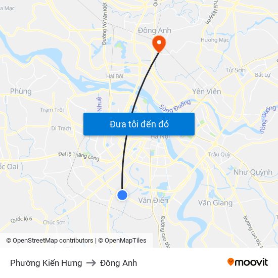 Phường Kiến Hưng to Đông Anh map