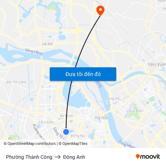 Phường Thành Công to Đông Anh map