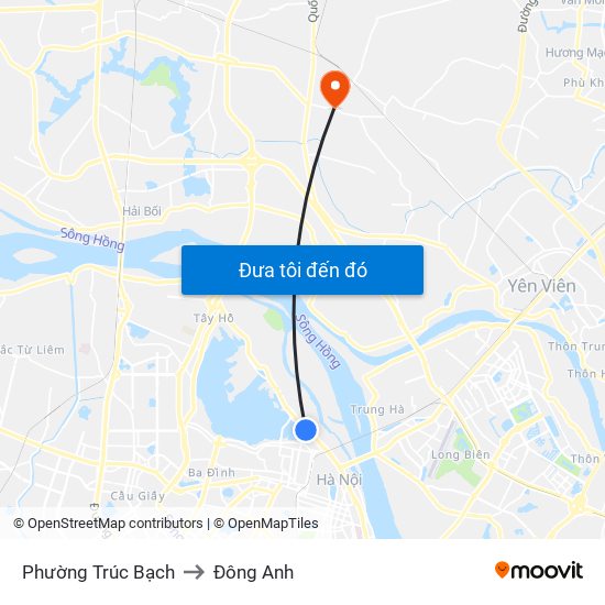 Phường Trúc Bạch to Đông Anh map