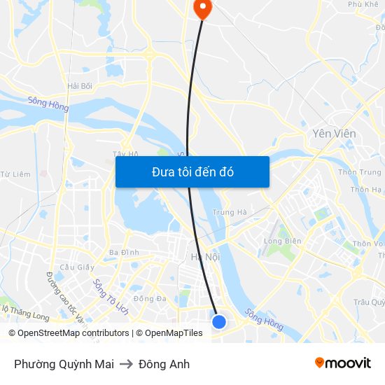 Phường Quỳnh Mai to Đông Anh map