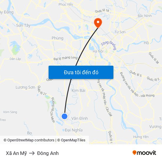 Xã An Mỹ to Đông Anh map