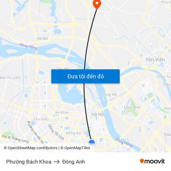 Phường Bách Khoa to Đông Anh map