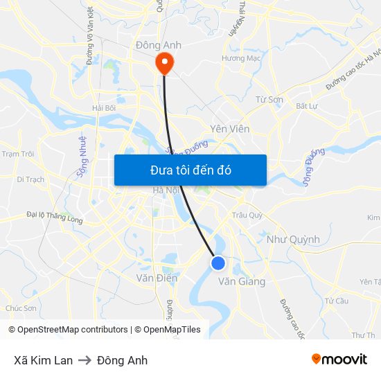 Xã Kim Lan to Đông Anh map