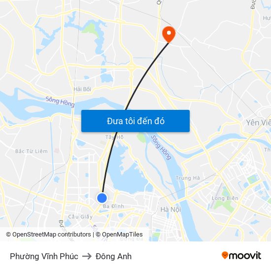 Phường Vĩnh Phúc to Đông Anh map