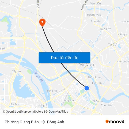 Phường Giang Biên to Đông Anh map