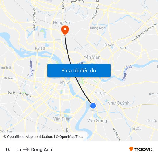 Đa Tốn to Đông Anh map